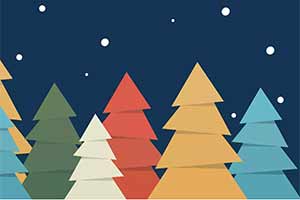 Christmas banner of festive trees.