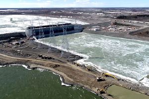 An arial view of the Keeyask Generating Station under construction.